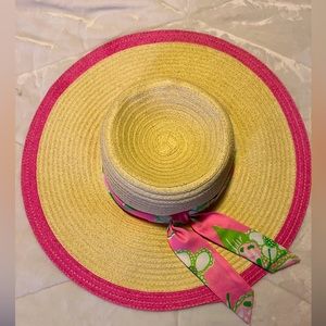 Lilly Pulitzer Pretty Pink Tootie Straw Floppy Beach Sun Hat